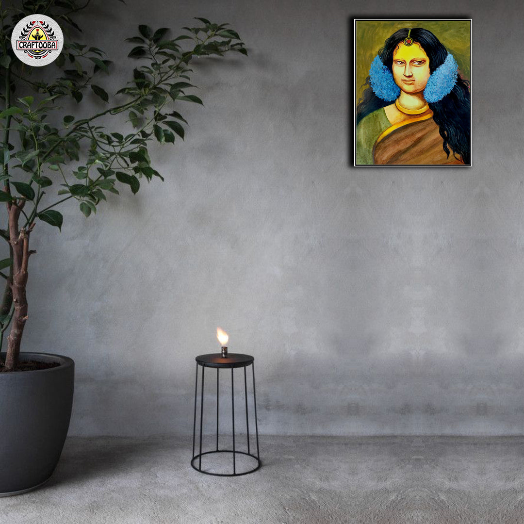 Craftooba Canvas Monalisa Inspired Indian Painting | Canvas | Stretched Canvas