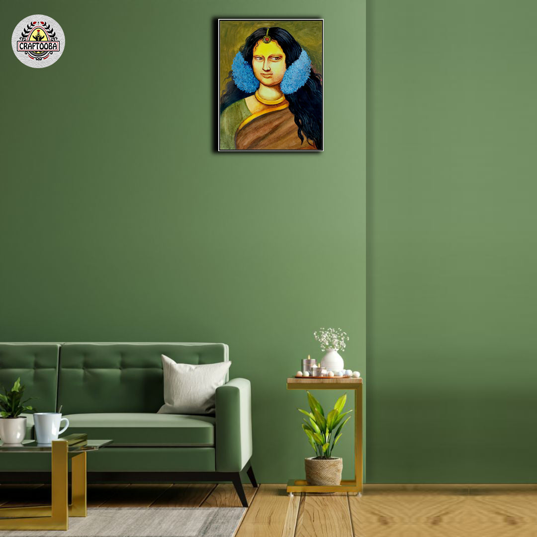 Craftooba Canvas Monalisa Inspired Indian Painting | Canvas | Stretched Canvas