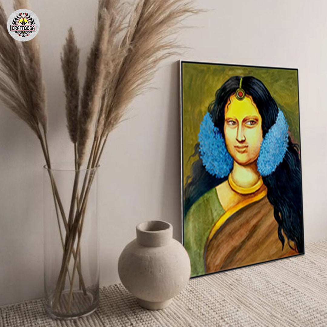 Craftooba Canvas Monalisa Inspired Indian Painting | Canvas | Stretched Canvas