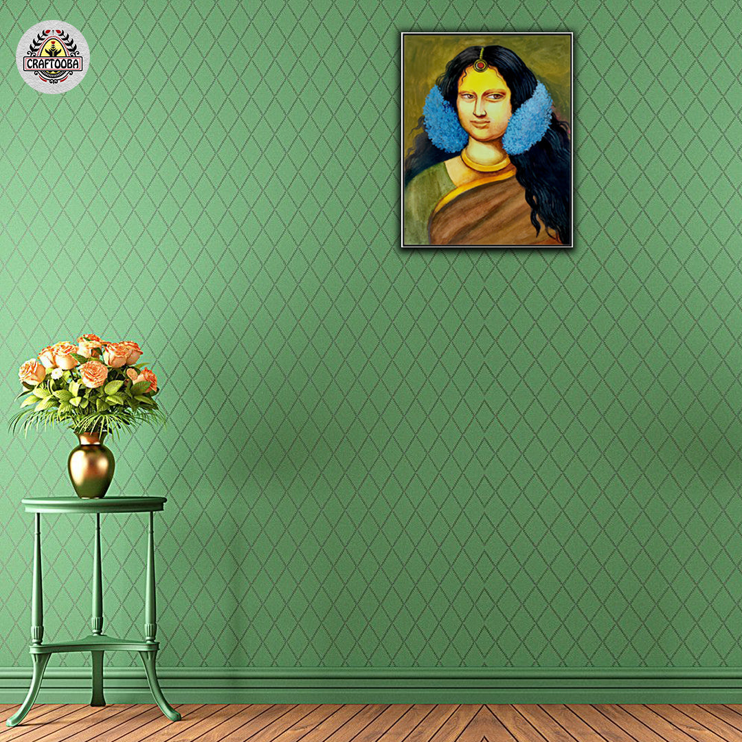 Craftooba Canvas Monalisa Inspired Indian Painting | Canvas | Stretched Canvas