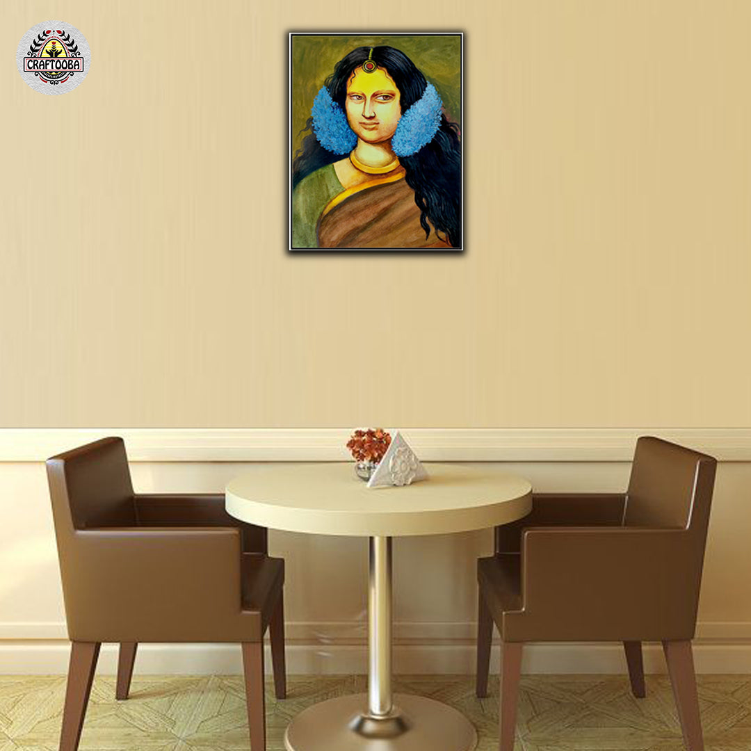 Craftooba Canvas Monalisa Inspired Indian Painting | Canvas | Stretched Canvas