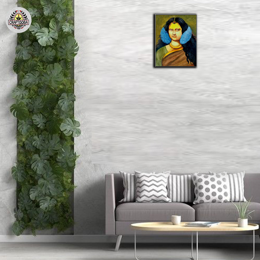 Craftooba Canvas Monalisa Inspired Indian Painting | Canvas | Stretched Canvas