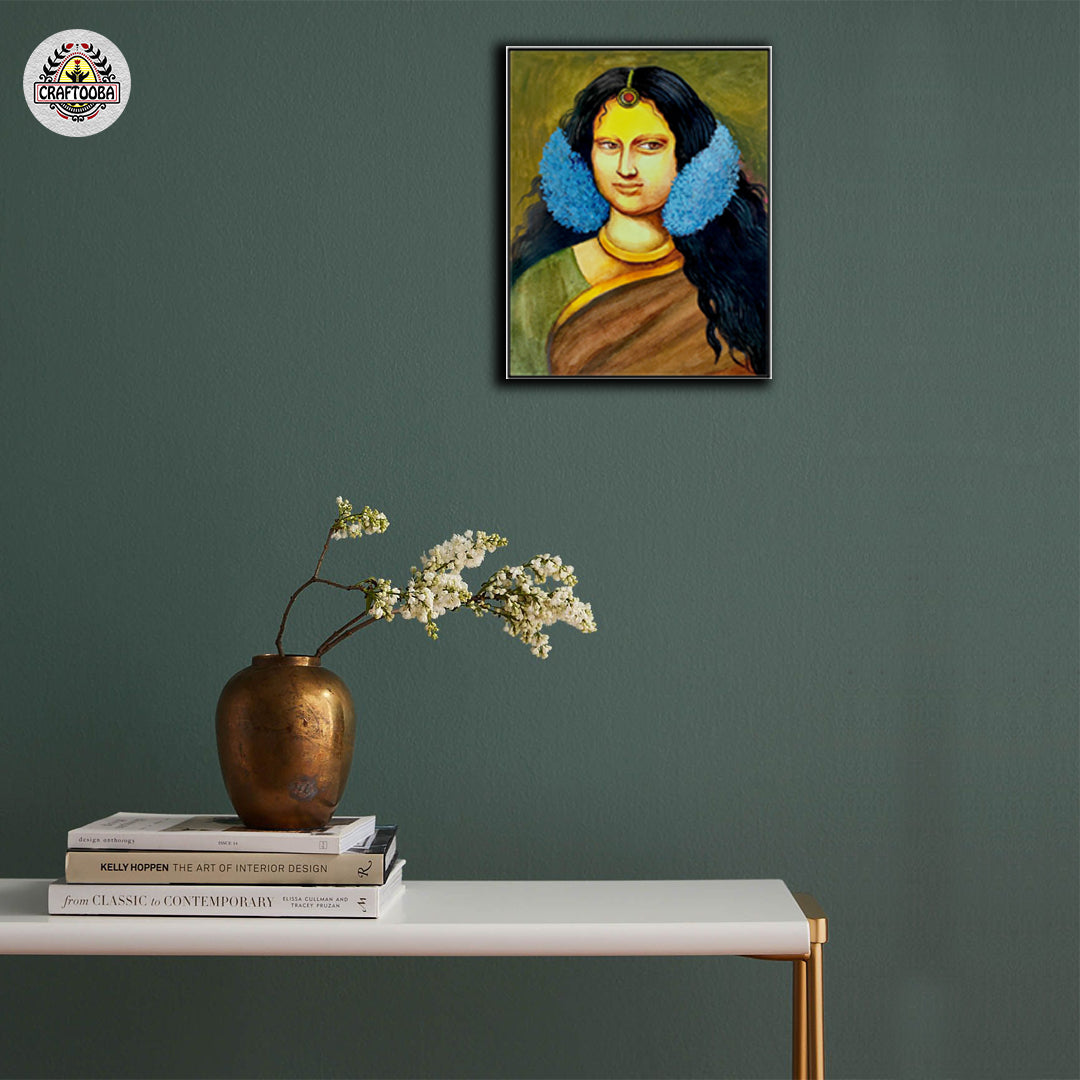 Craftooba Canvas Monalisa Inspired Indian Painting | Canvas | Stretched Canvas