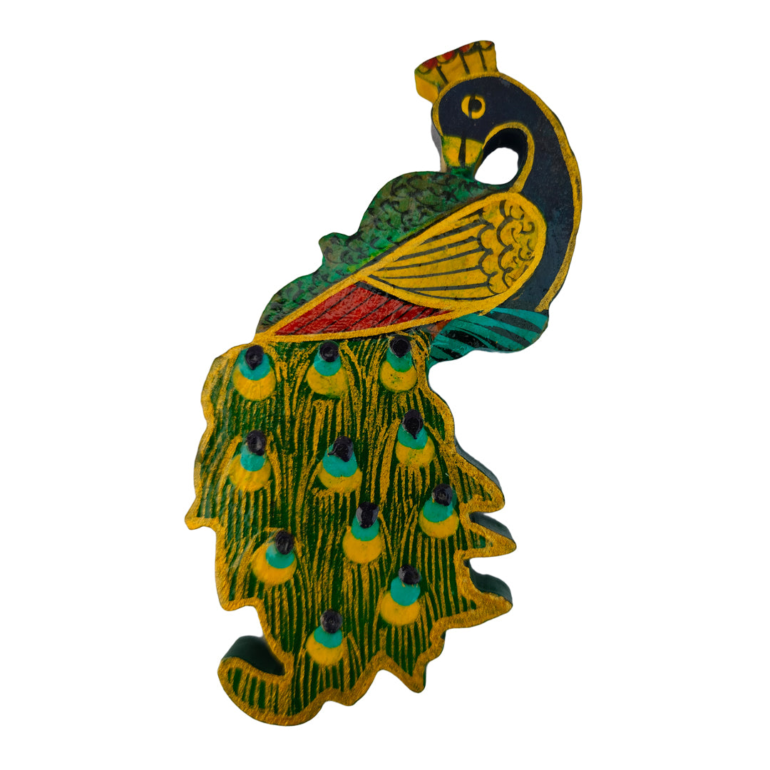 Wooden Hand Painted Peacock Fridge Magnet