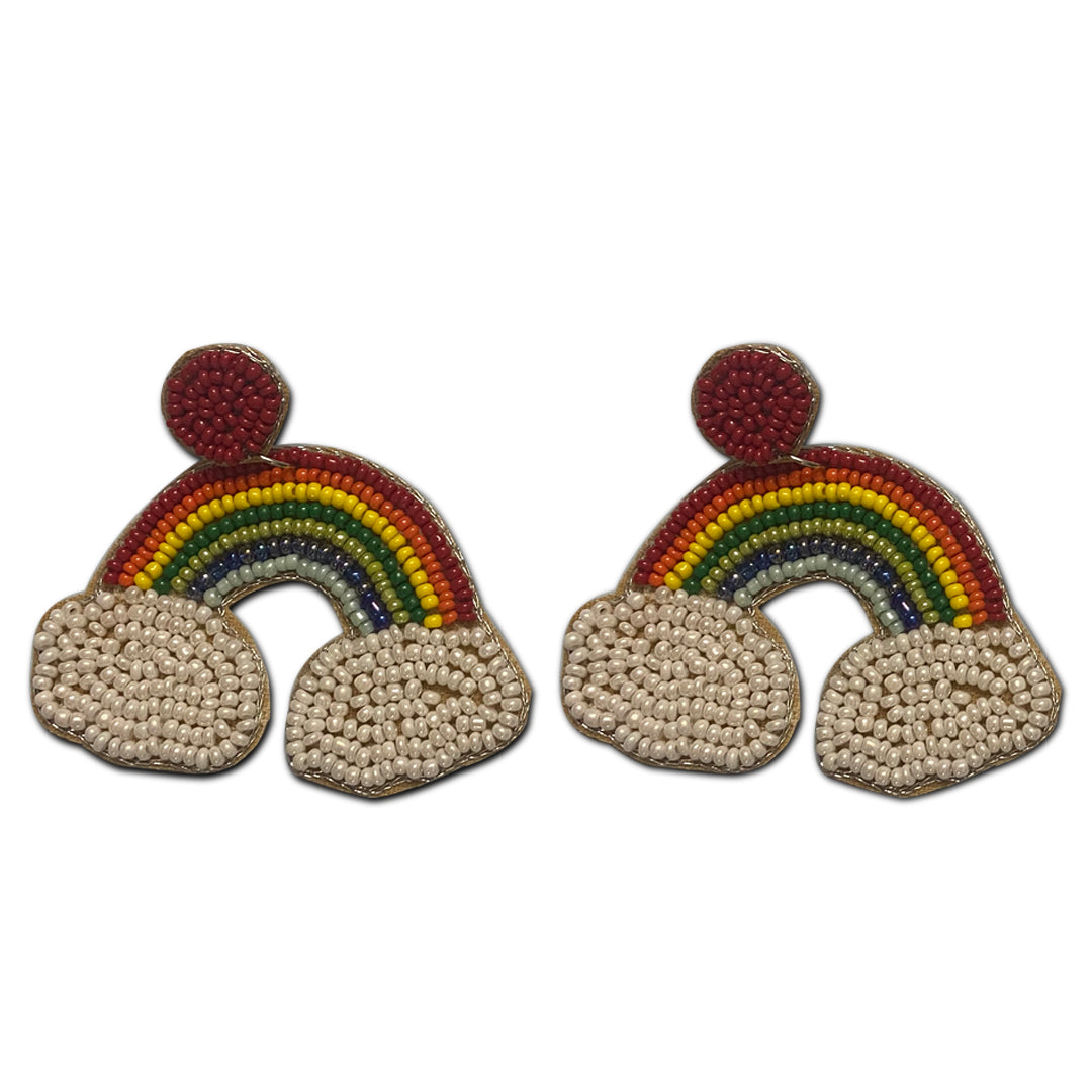 Craftooba Multicolour Rainbow Beaded Earings Length: 6.5 cm, Breadth: 7 cm | Earings | Jewellery | Beads Jewellery | Fashion |