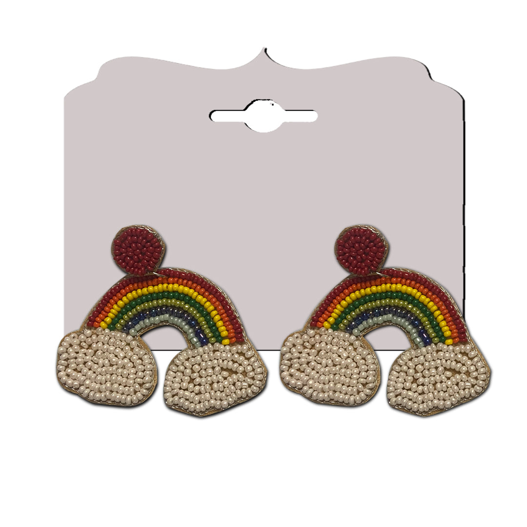 Craftooba Multicolour Rainbow Beaded Earings Length: 6.5 cm, Breadth: 7 cm | Earings | Jewellery | Beads Jewellery | Fashion |