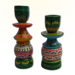 Wooden Hand painted decorative candle stand - Set of 2 | cnadle | Candle Stand | Diwali Gift | Decor |