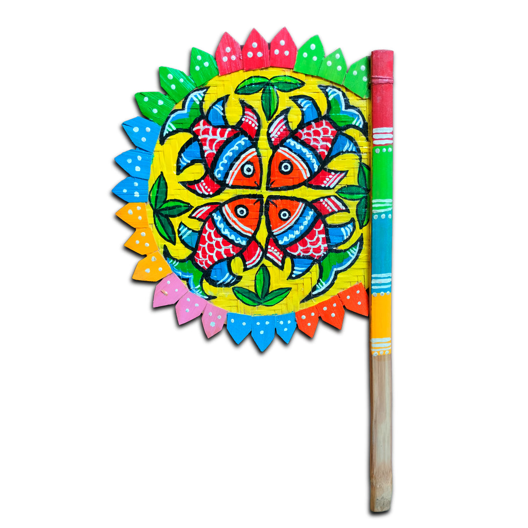 Cane handpainted hatpakha hand fan art – 8.5 inches | Cane handpainted hatpakha hand fan decor