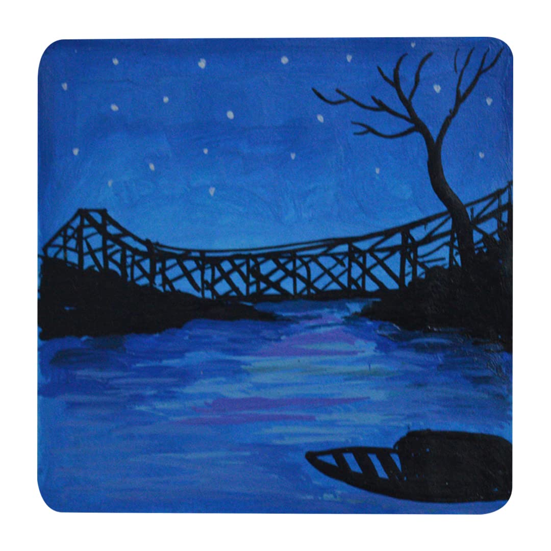 Kolkata Howrah Bridge Inspired Fridge Magnet Blue L- 3.5 Inches, W- 3.5 Inches | Fridge Magnet