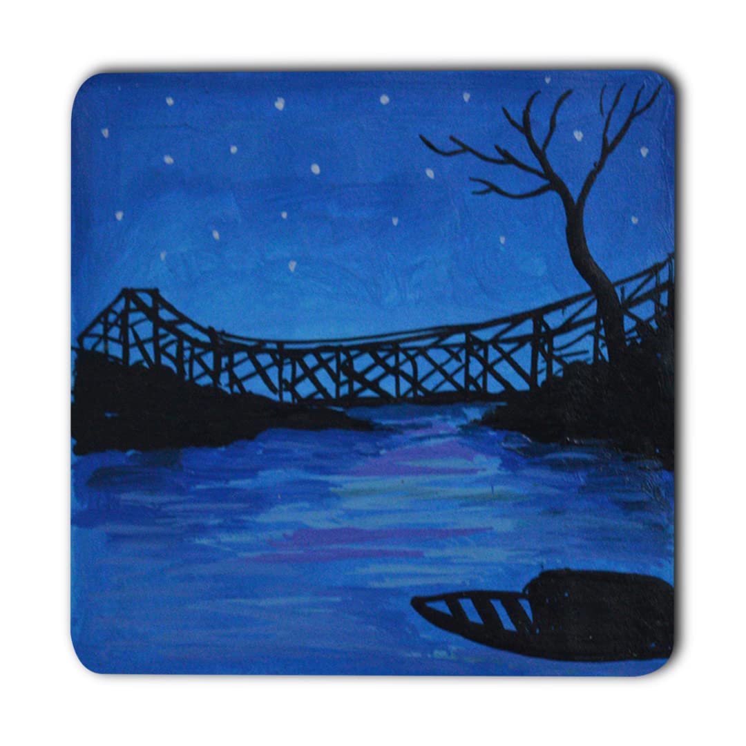 Kolkata Howrah Bridge Inspired Fridge Magnet Blue L- 3.5 Inches, W- 3.5 Inches | Fridge Magnet