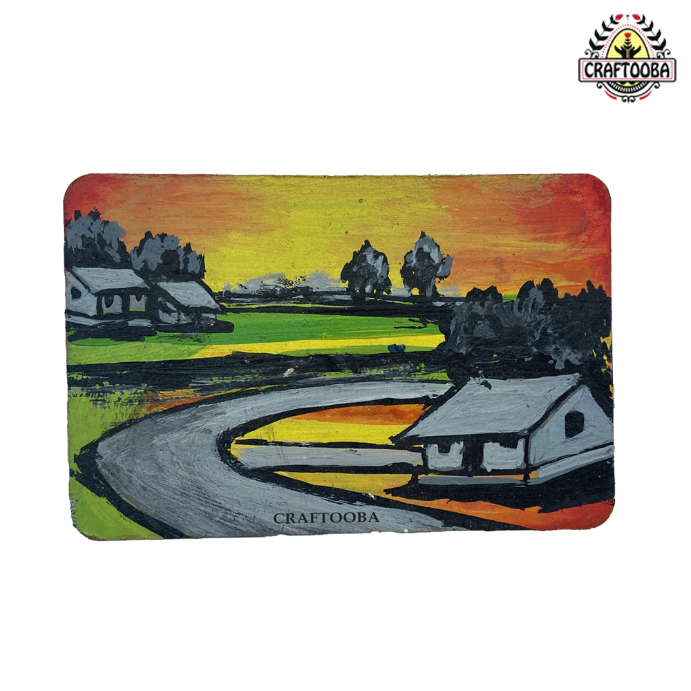 Handpainted Fridge Magnet on rural India - MDF