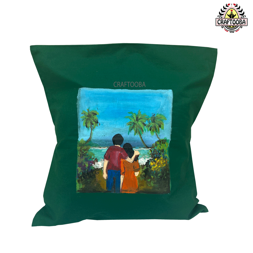 Cotton handpainted cushion Cover – 15 inches