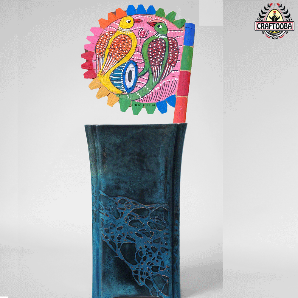 Cane handpainted hatpakha hand fan art – 8.5 inches | Cane handpainted hatpakha hand fan decor