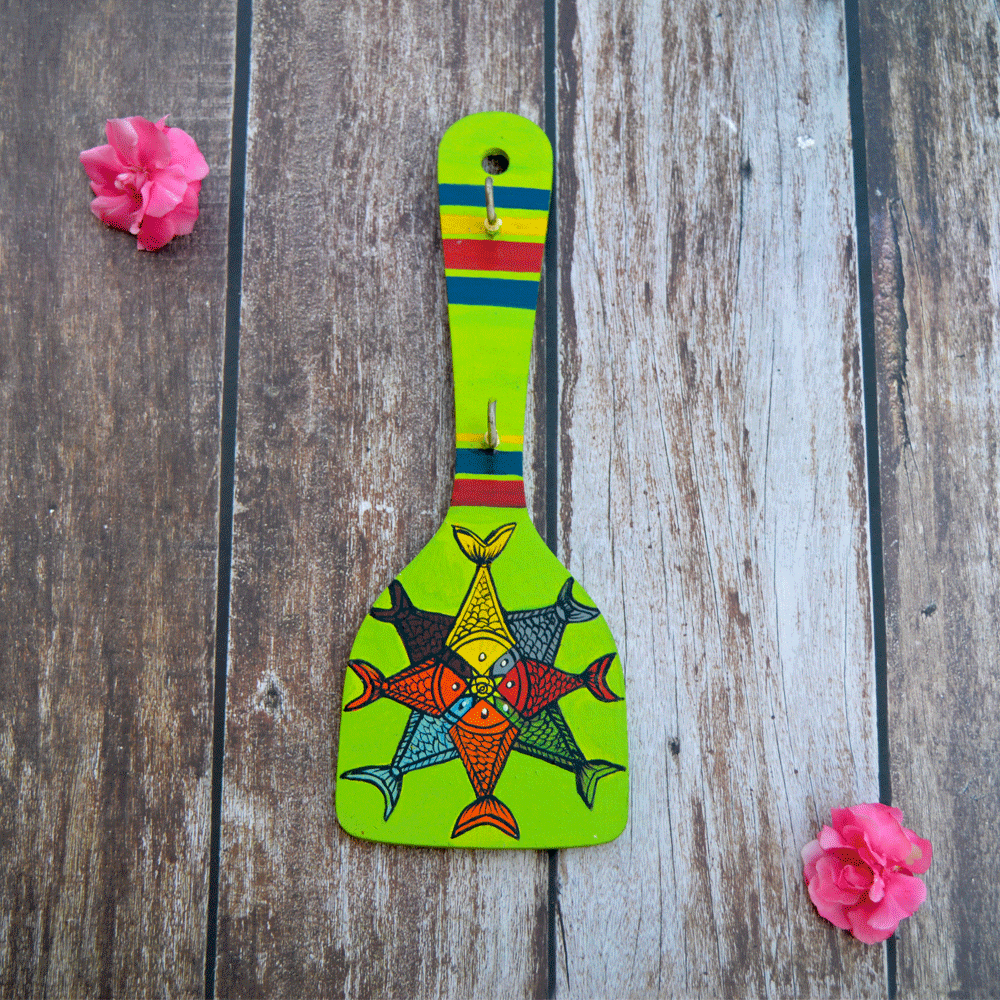 Wooden Hand painted and Hand crafted decorative beautiful Key Holder wall hangings | Wall Decor | Size 11 inches