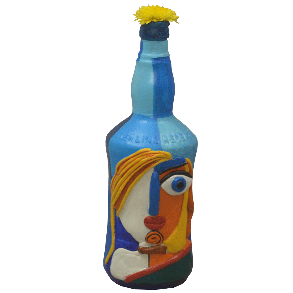 Glass handpainted bottle art – 12inches | Glass handpainted Bottle decor