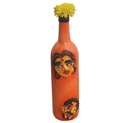 Glass handpainted bottle art – 12 inches | Glass handpainted Bottle decor