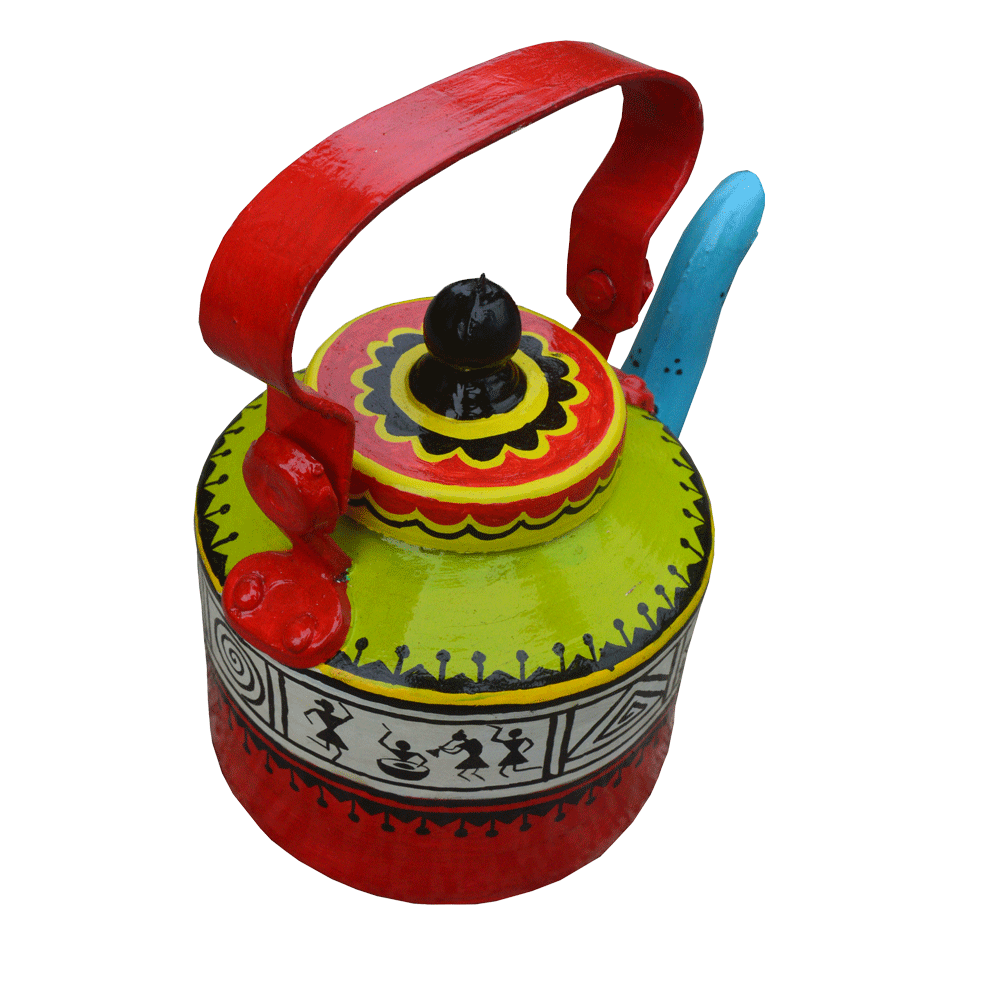 Warli Painting Aluminum Kettle - Medium