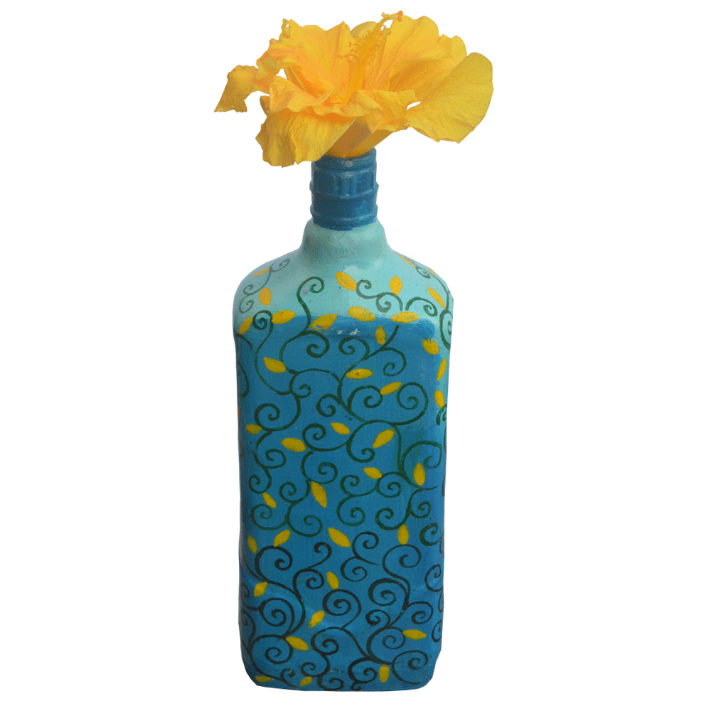 Glass handpainted bottle art – 12 inches | Glass handpainted Bottle decor