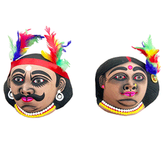 Paper mache tribal couple mask | Wall mask