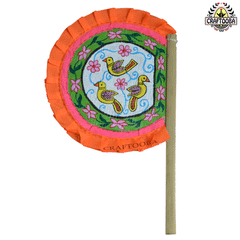 Cane Handpainted Hatpakha Hand Fan Art–9 Inches