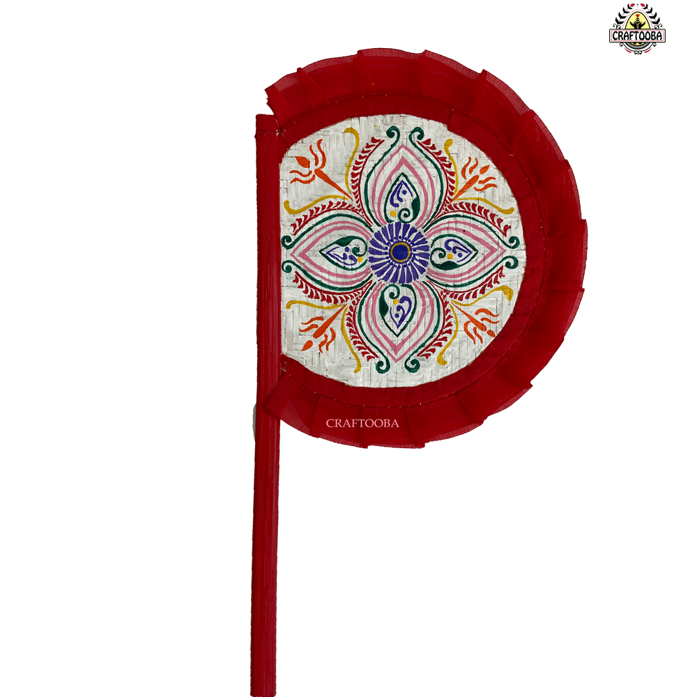 Cane handpainted hatpakha hand fan art – 8.5 inches | Cane handpainted hatpakha hand fan decor