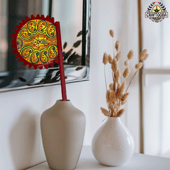 Cane handpainted hatpakha hand fan art – 8.5 inches | Cane handpainted hatpakha hand fan decor