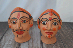 Two Cheriyal masks table top decor | Couple cheriyal mask