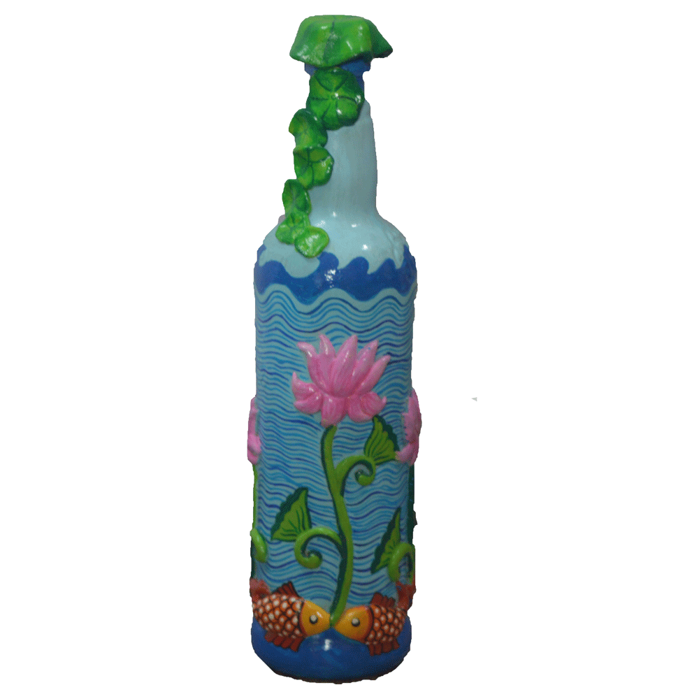 Glass handpainted bottle art – 10.2 inches | Glass handpainted Bottle decor