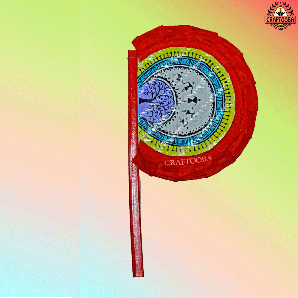 Cane handpainted hatpakha hand fan art – 8.5 inches | Cane handpainted hatpakha hand fan decor