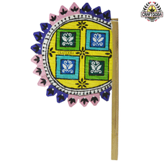 Cane handpainted hatpakha hand fan art – 8.5 inches | Cane handpainted hatpakha hand fan decor