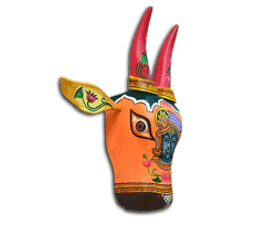 Wooden Hand painted and Hand crafted decorative beautiful Cow head wall hangings | Shrinathji | Size 15inches