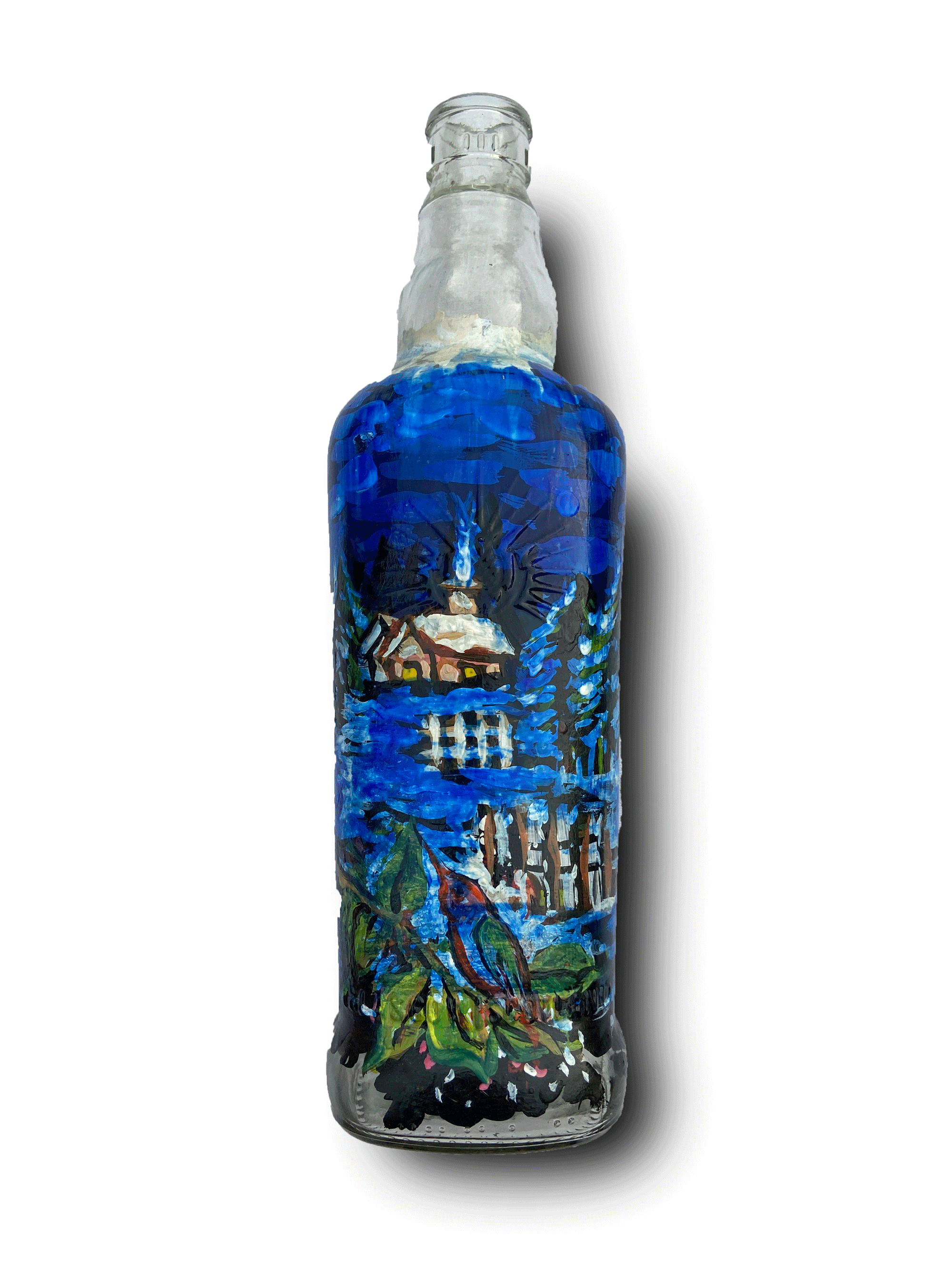 Bottle Art – Bird in winter night