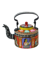 Babu Culture - Kalighat Painting Aluminum Kettle - Extra Large