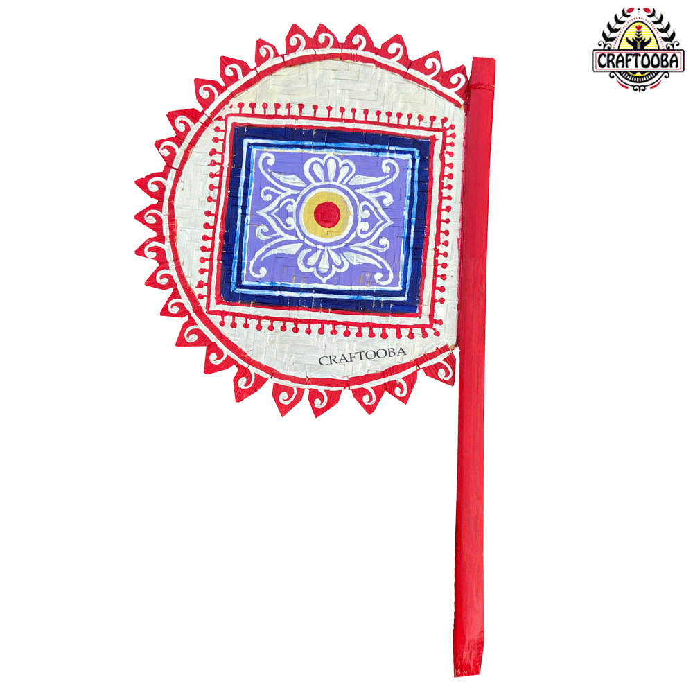 Cane handpainted hatpakha hand fan art – 8.5 inches | Cane handpainted hatpakha hand fan decor