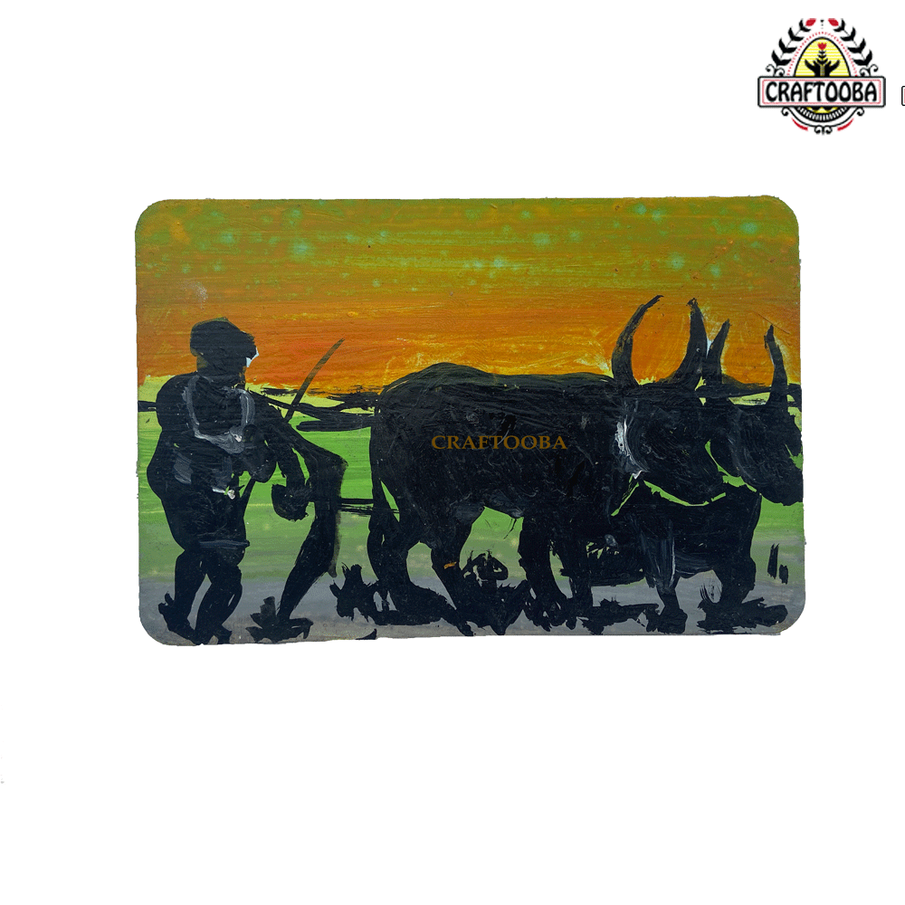 Handpainted Fridge Magnet on rural India - MDF