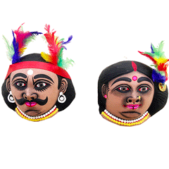 Paper mache tribal couple mask | Wall mask