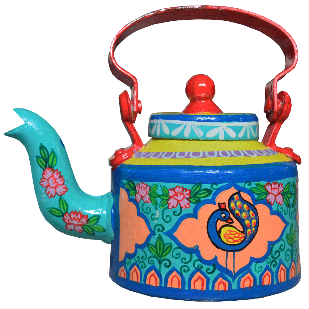 Blue Peacock Aluminum Kettle  - Medium