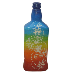 Glass handpainted bottle art – 9.6inches | Glass handpainted Bottle decor