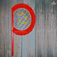 Cane handpainted hatpakha hand fan art – 8.5 inches | Cane handpainted hatpakha hand fan decor