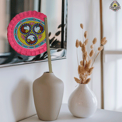 Cane handpainted hatpakha hand fan art – 9 inches | Cane handpainted hatpakha hand fan decor