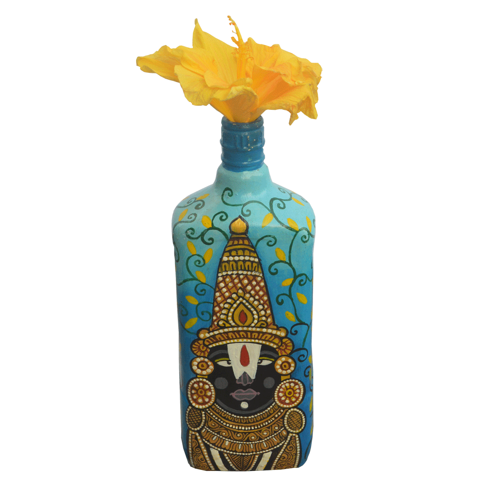 Glass handpainted bottle art – 12 inches | Glass handpainted Bottle decor