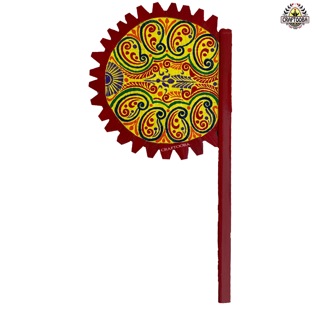 Cane handpainted hatpakha hand fan art – 8.5 inches | Cane handpainted hatpakha hand fan decor