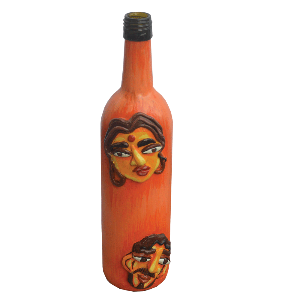 Glass handpainted bottle art – 12 inches | Glass handpainted Bottle decor