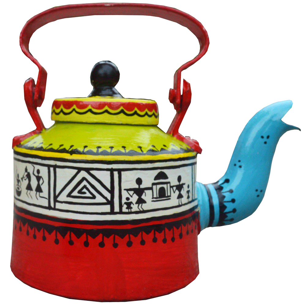 Warli Painting Aluminum Kettle - Medium