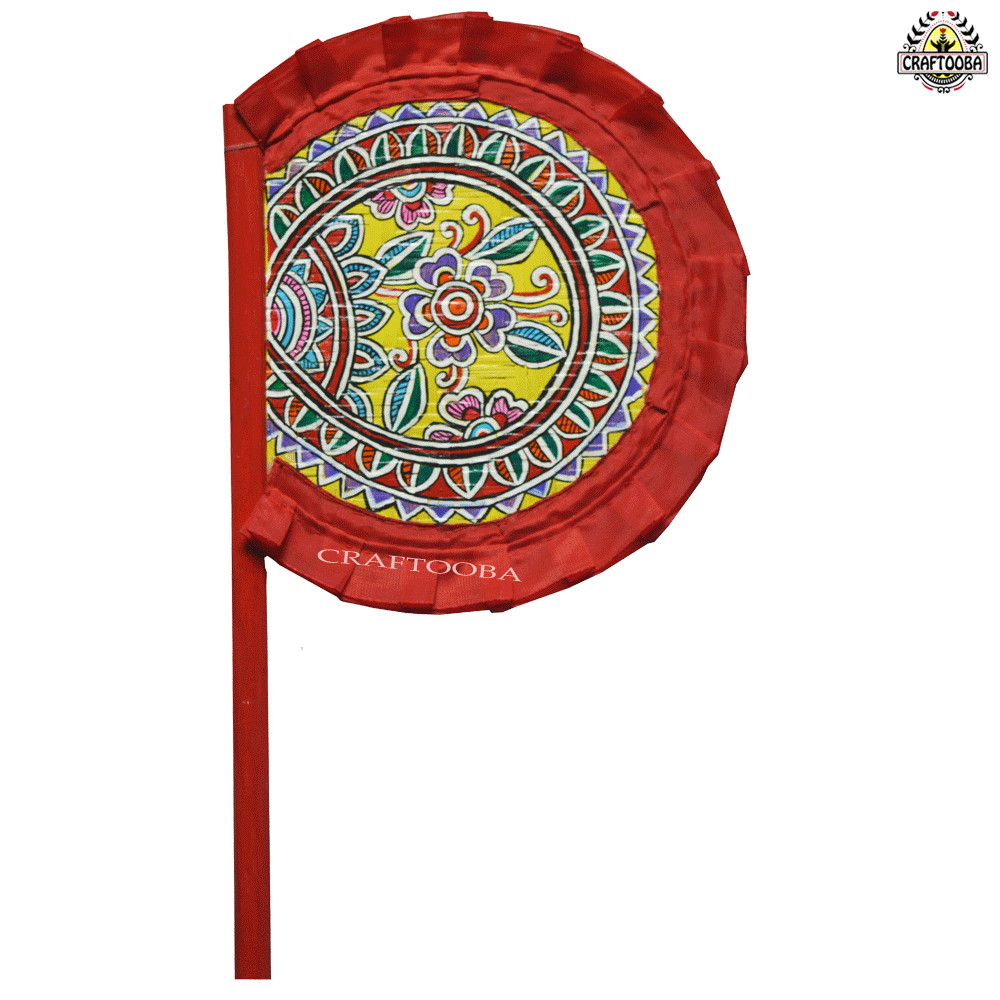 Cane handpainted hatpakha hand fan art – 8.5 inches | Cane handpainted hatpakha hand fan decor