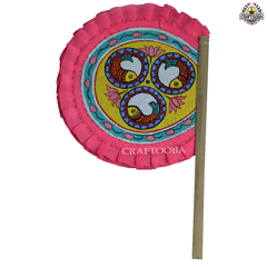 Cane handpainted hatpakha hand fan art – 9 inches | Cane handpainted hatpakha hand fan decor