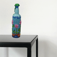 Glass handpainted bottle art – 10.2 inches | Glass handpainted Bottle decor