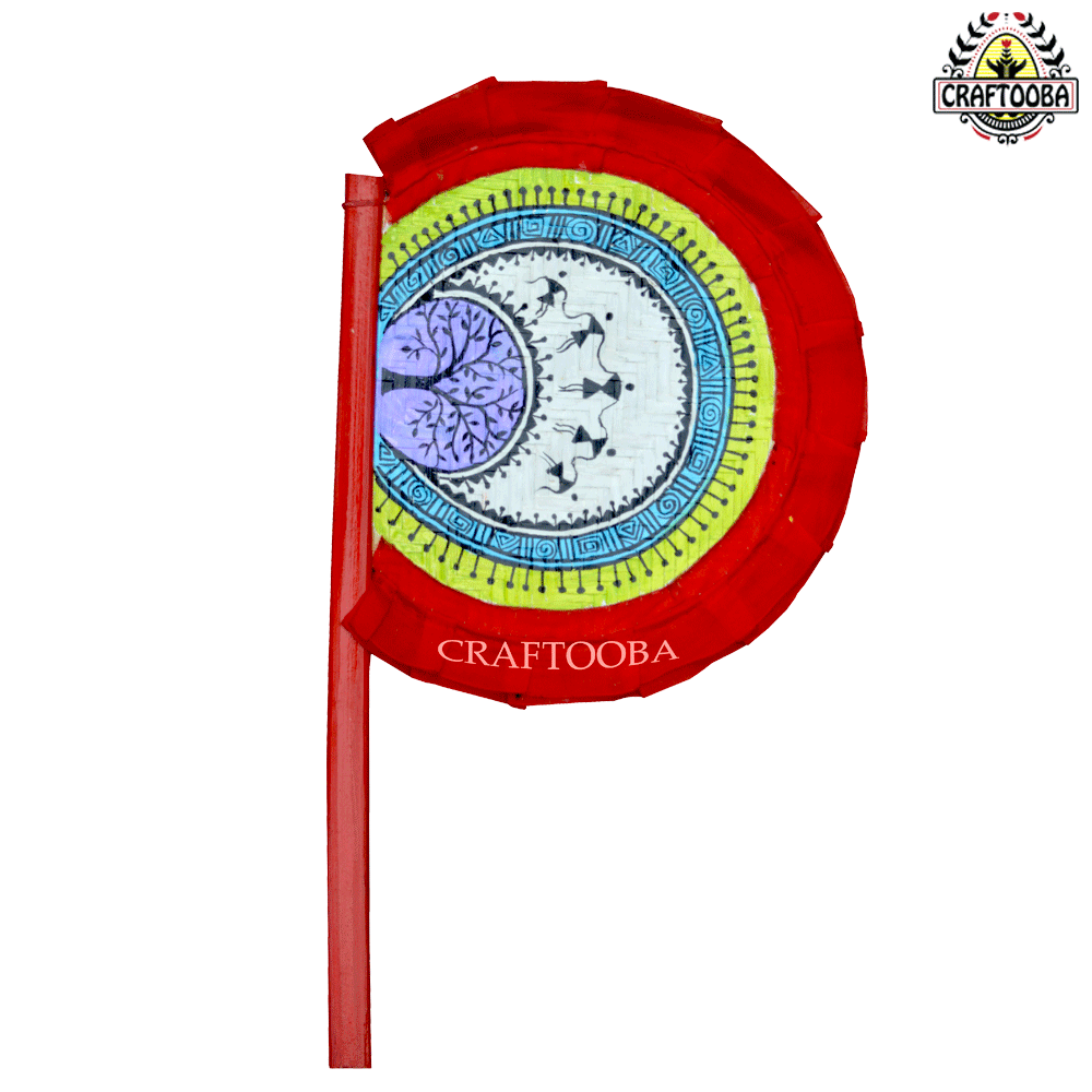 Cane handpainted hatpakha hand fan art – 8.5 inches | Cane handpainted hatpakha hand fan decor