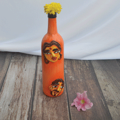 Glass handpainted bottle art – 12 inches | Glass handpainted Bottle decor