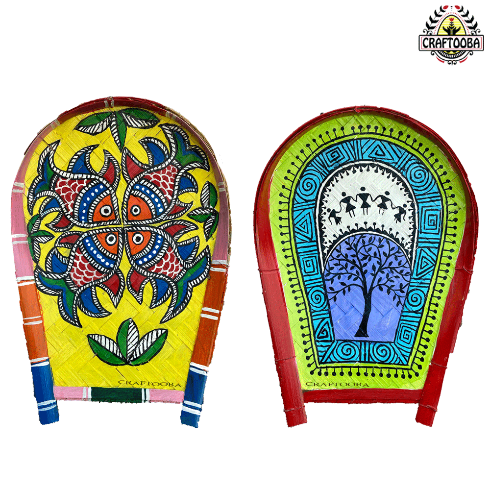 Cane handpainted Combo 2 Kulo art – 10 inches | Cane handpainted Kulo decor